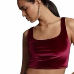 ANTHROPOLOGIE Women’s Red Velvet Seamless Cropped Tank Top XXS / XS